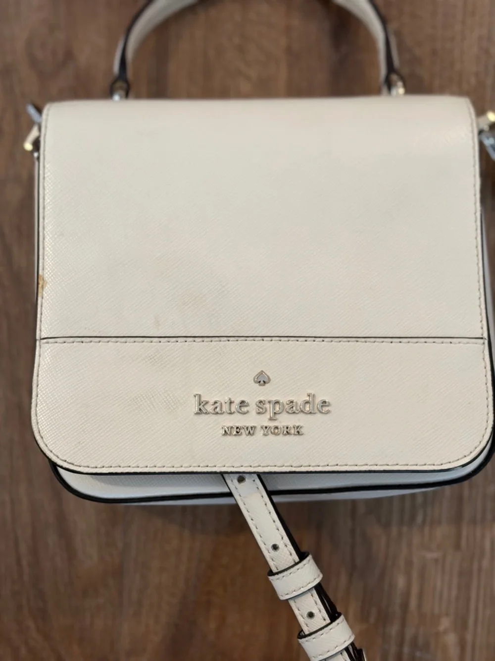 kate spade Cream Leather Crossbody Satchel with Top Handle - Picture 2 of 9